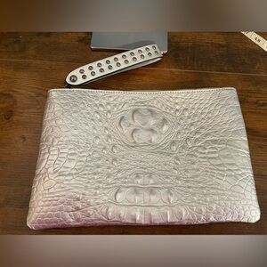 Silver faux Crocodile Embossed Clutch